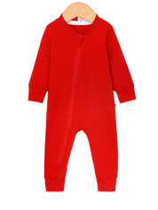 Macacão Bebê Com Zíper Frontal Unissex [Algodão Stretch - Liso] - Vermelho