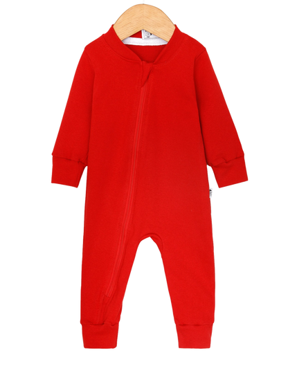 Macacão Bebê Com Zíper Frontal - Vermelho