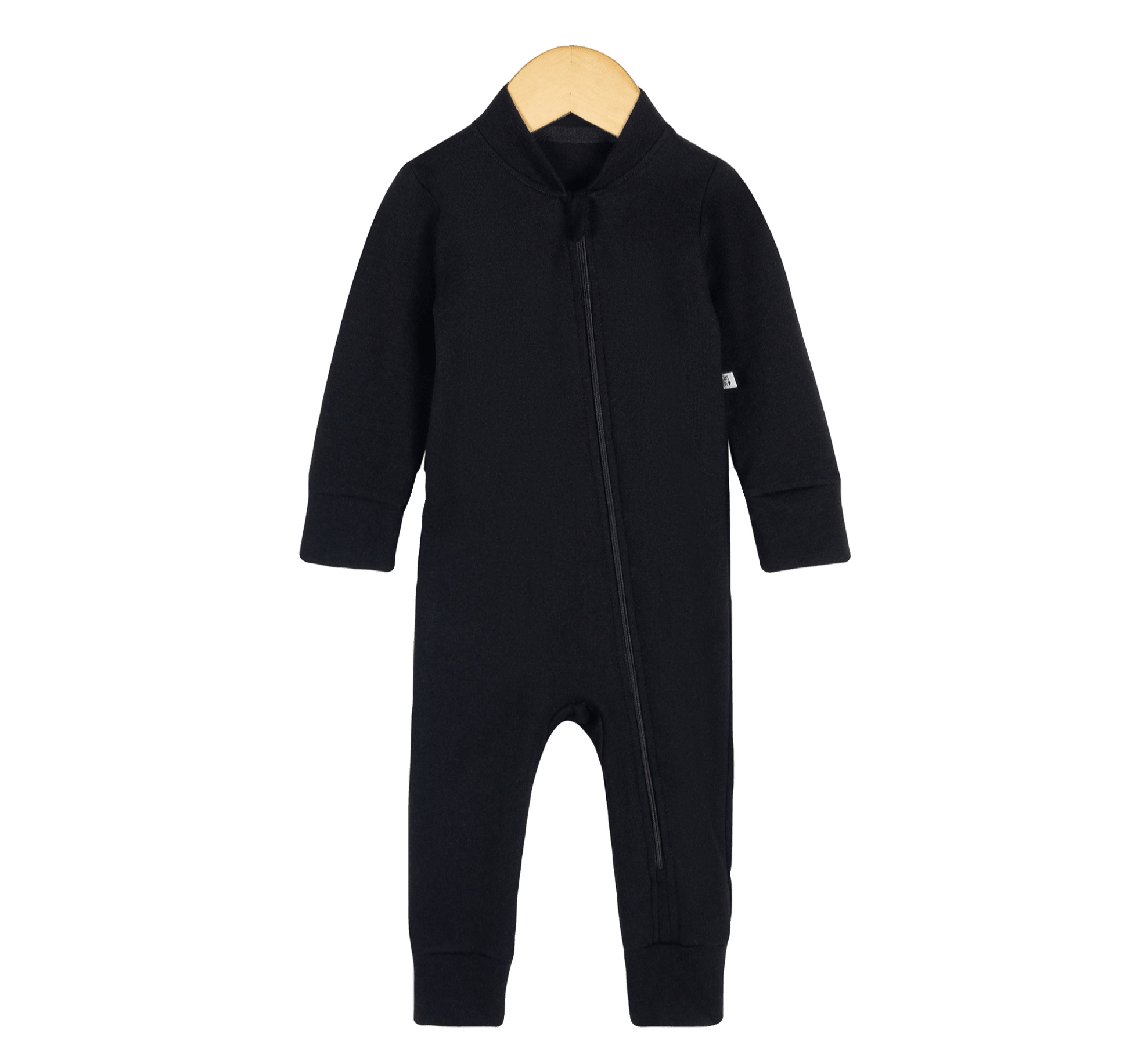 Macacão Bebê Com Zíper Frontal Unissex [Algodão Stretch - Liso] - Preto