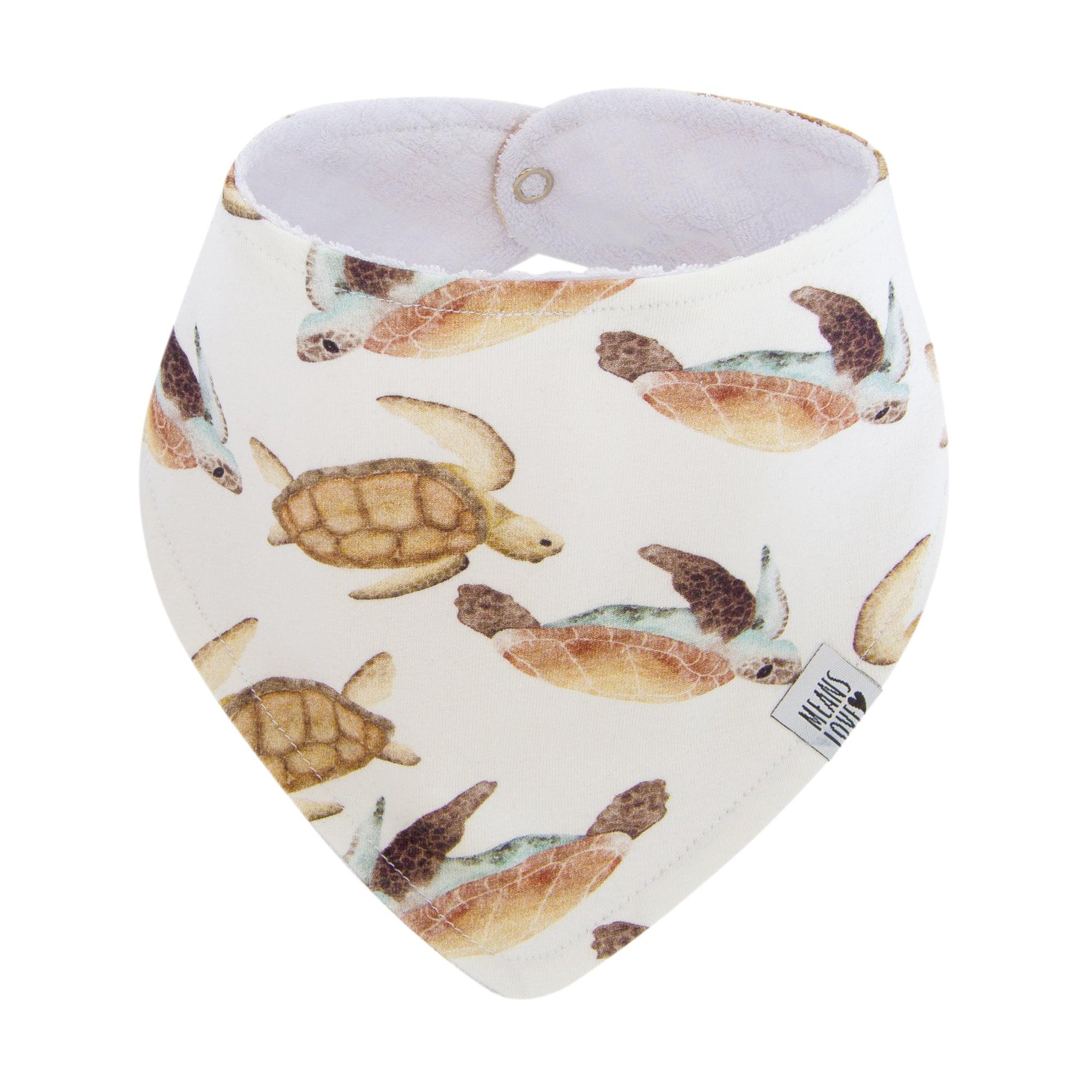 Bandana Babador Bebê Unissex –  Algodão Premium Estampa Exclusiva | Tartarugas Aquareladas