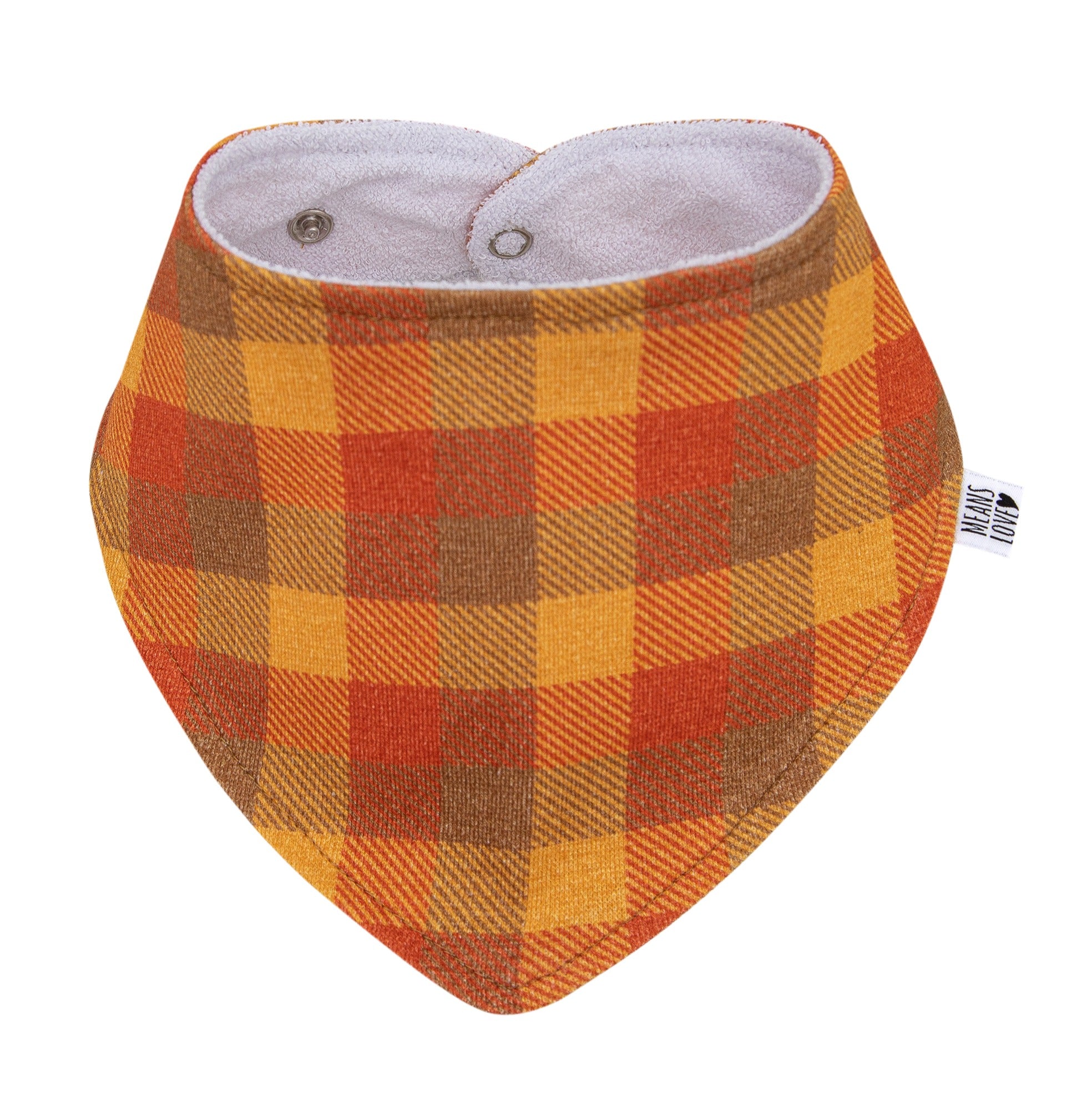 bandana xadrez outonal babeiro babador bebe laranja amarelo atoalhado absorvente
