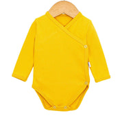 Body Kimono Bebê Recém-Nascido à 3 Meses Unissex - Algodão Premium Liso | Amarelo Vibrante