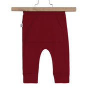 Calça Bebê/ Infantil Unissex Com Bolso Canguru - Algodão Premium Stretch Liso | Merlot