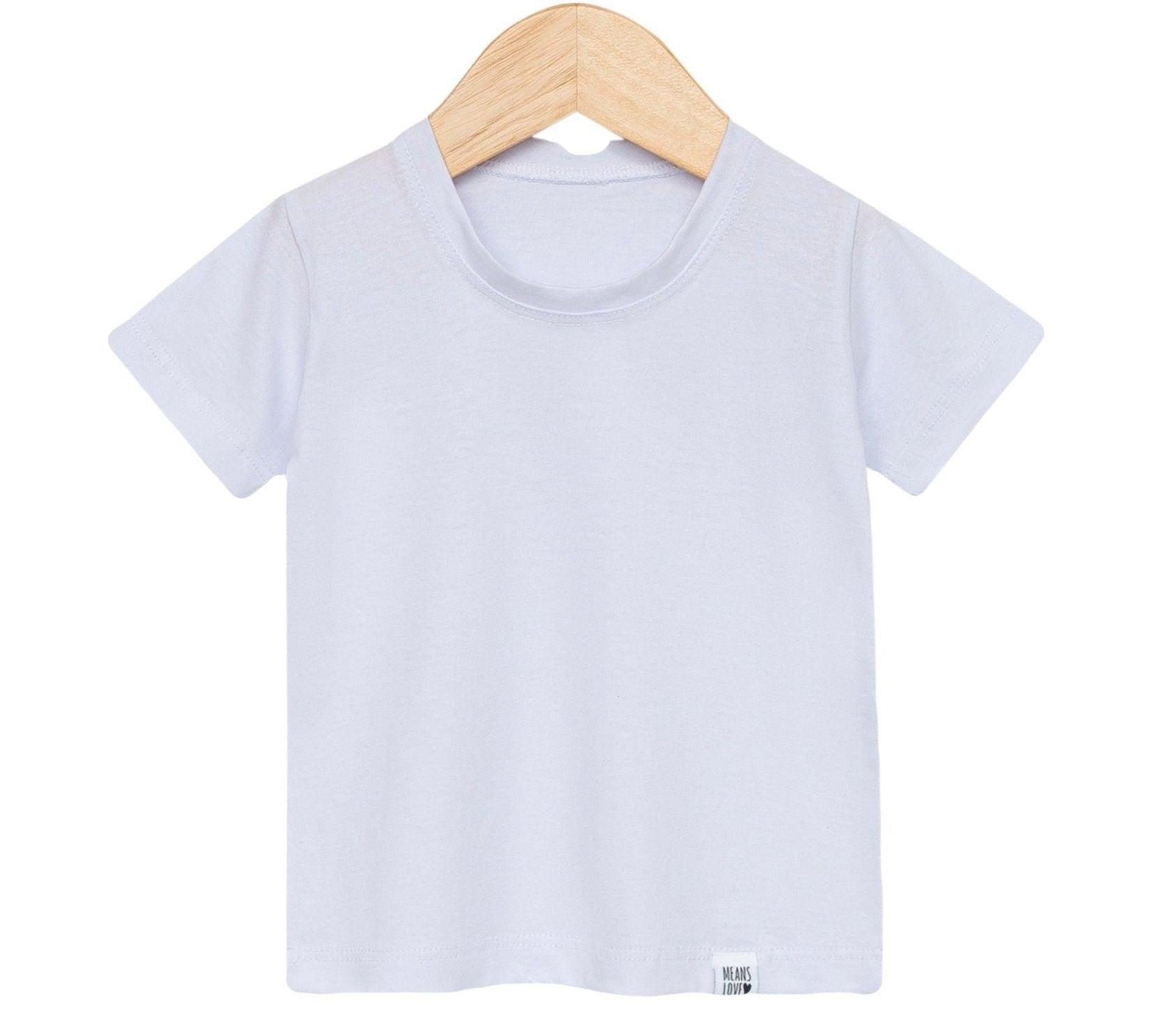 Camiseta Bebê/Infantil Manga Curta Unissex [Malha Algodão - Lisa] - Branca