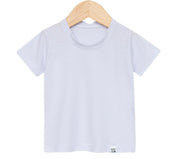 Camiseta Bebê/Infantil Manga Curta Unissex [Malha Algodão - Lisa] - Branca