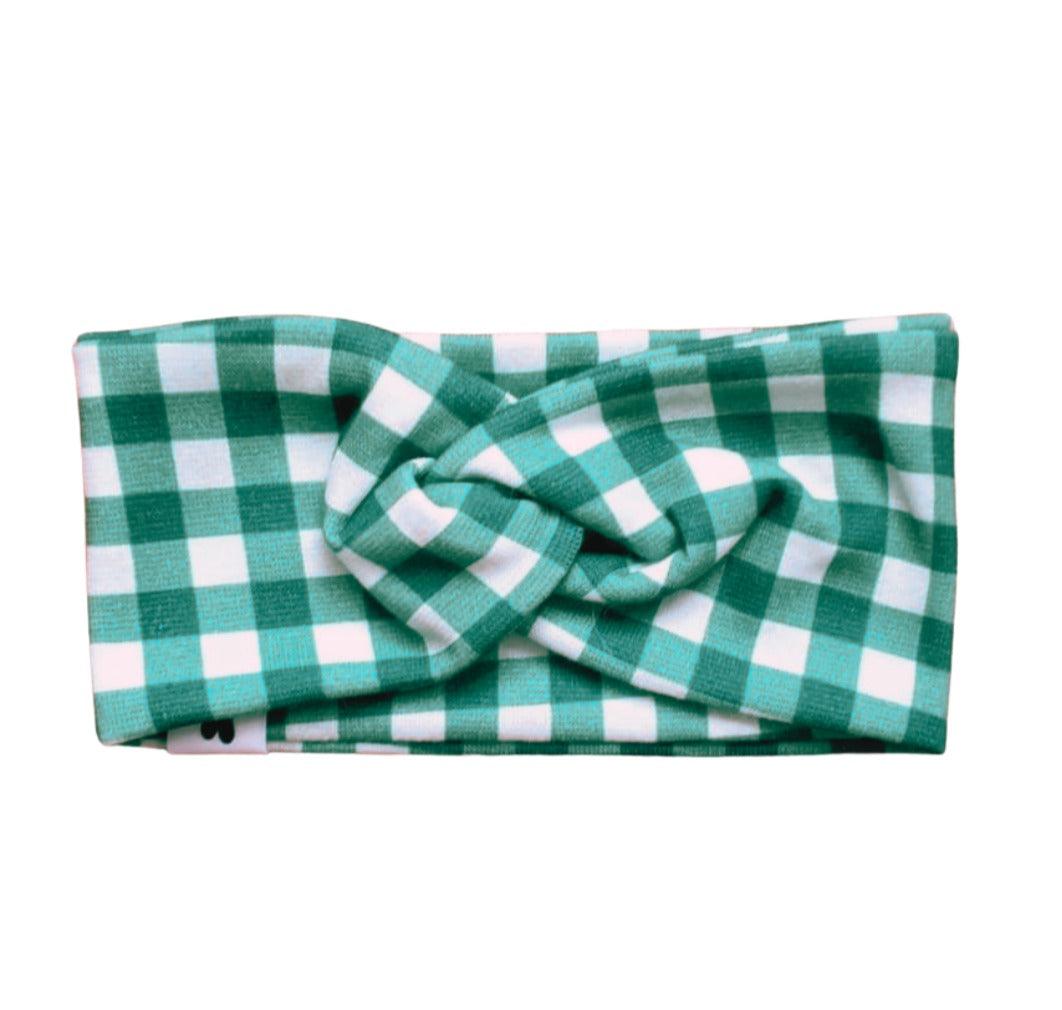 Faixinha de Cabelo Bebê  - Algodão Stretch Estampa Exclusiva | Plaid Verde