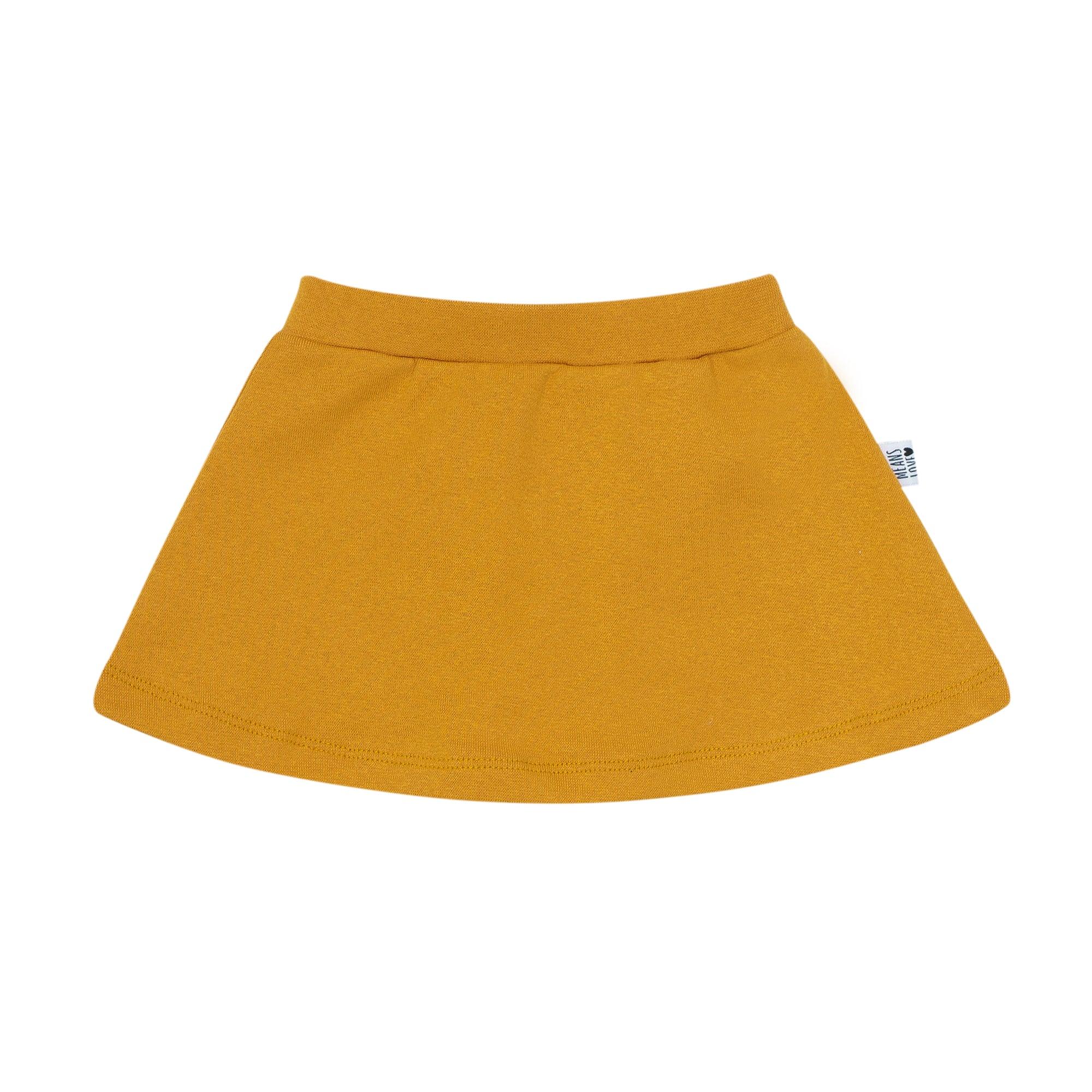 Saia Com Short Infantil Menina [Algodão Stretch - Liso] - Mostarda
