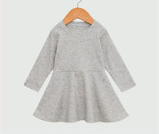Vestido de Inverno Infantil Canelado Algodão Premium | Cinza Mescla
